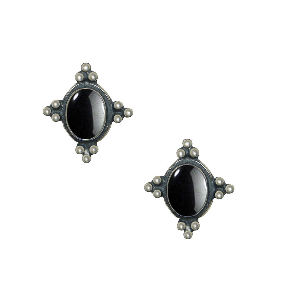 Sterling Silver Small Hematite Post Stud Earrings